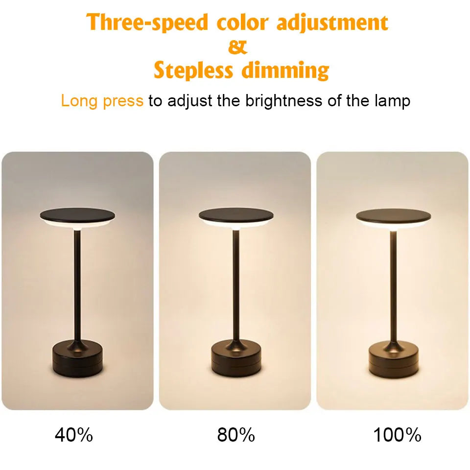 LED Table Touch Lamp. USB Rechargeable. Portable Night Light Wireless Reading Lamp