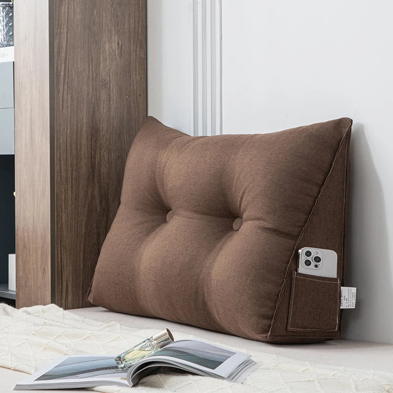Wedge Pillow.  Small Triangular Headboard Bed Reading Backrest. Provides Back Support. Long Pillow with Removable Cover for Dorm Room