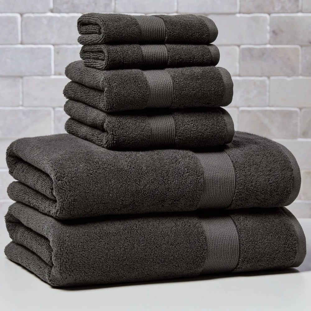 Super Soft 6 Piece Towel Set Cotton Absorbent Low Lint Fade Resistant