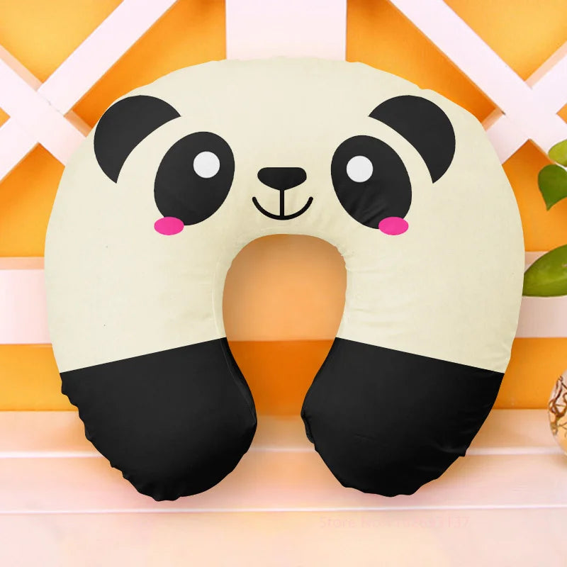 Cute Cartoon Style U Shaped Travel Neck Pillow.  Inflatable Cushion for Kids, Adults, Family, Friends,