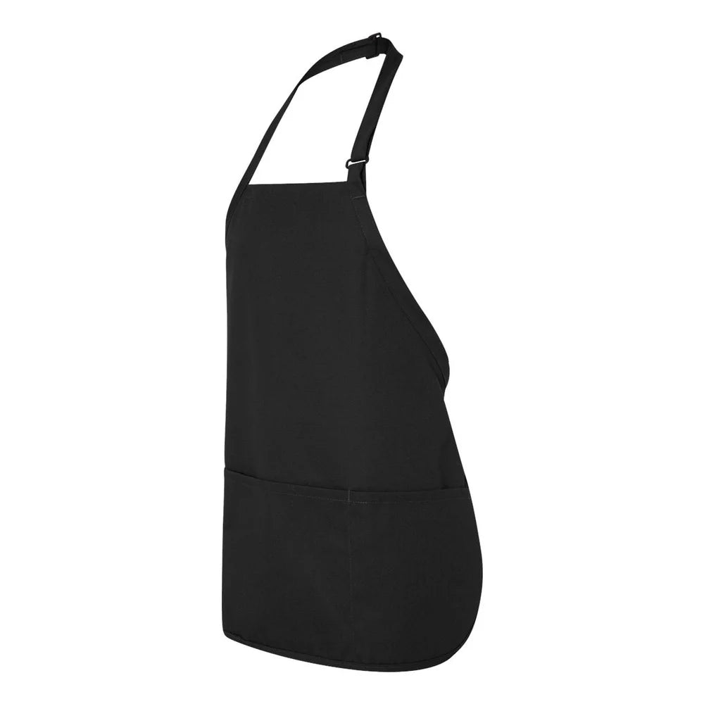 Adjustable Short Bib Apron with Three-Section Pockets.  Ideal for Kitchen Cooking and Crafting Tasks.  Durable Twill