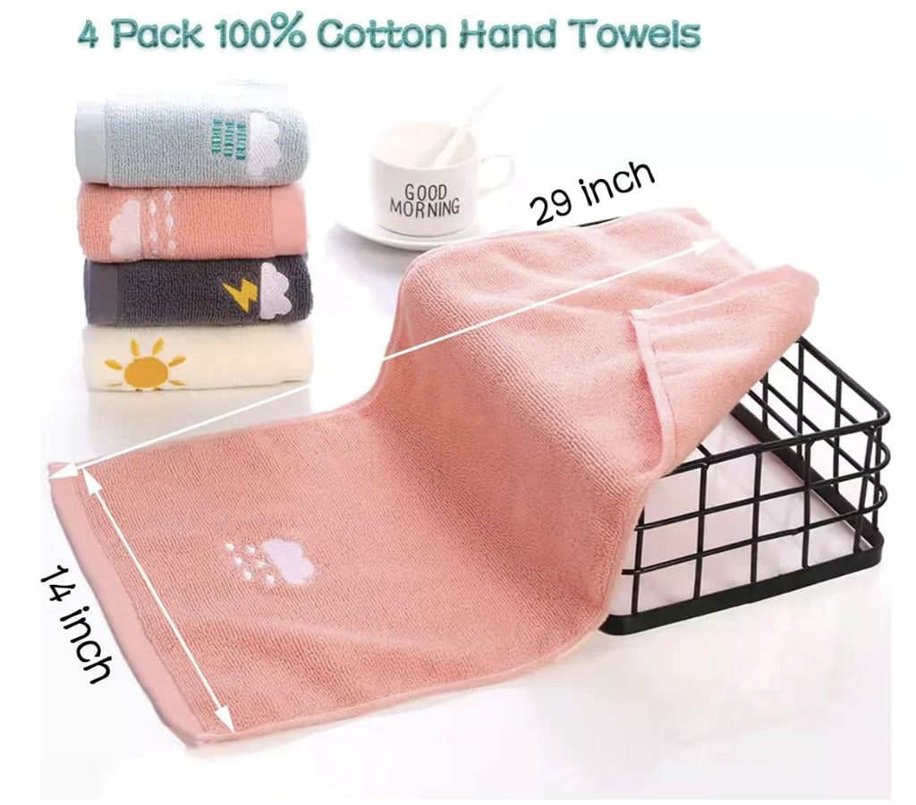 Bathroom Hand Towels Set of 4, Highly Absorbent Hand Towel