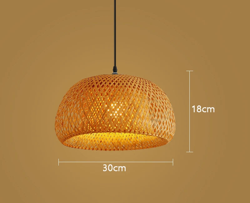 Bamboo Lantern, Pendant Lamp, Natural Rattan Wicker.  LED Chandeliers Hand-Woven Lampshades