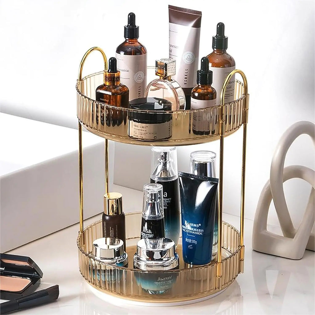 Countertop, Rotating Makeup Organizer for Vanity. High-Capacity Storage. Perfume, Cosmetic,