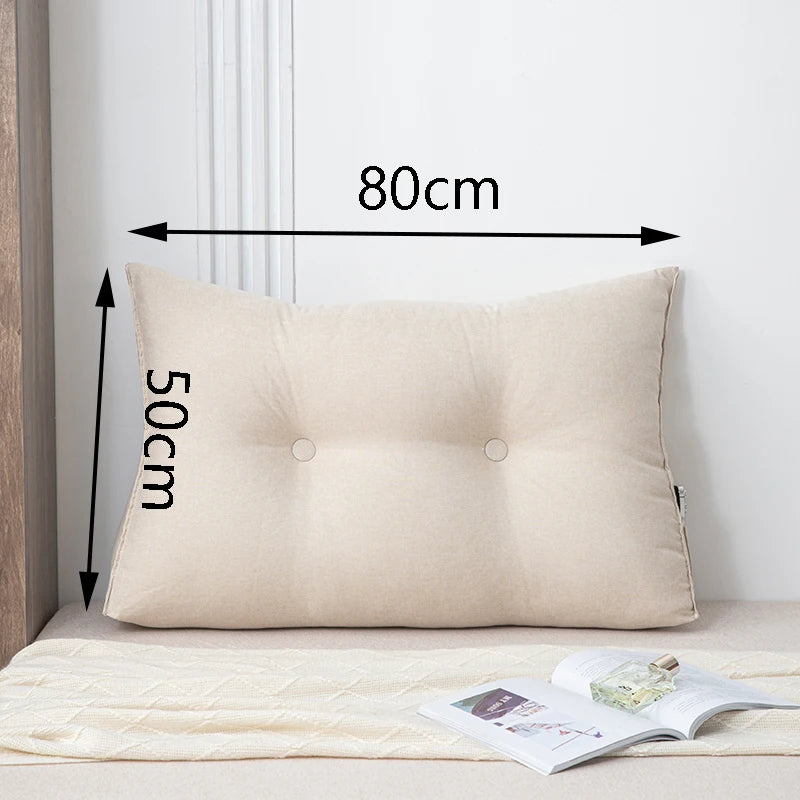 Wedge Pillow.  Small Triangular Headboard Bed Reading Backrest. Provides Back Support. Long Pillow with Removable Cover for Dorm Room