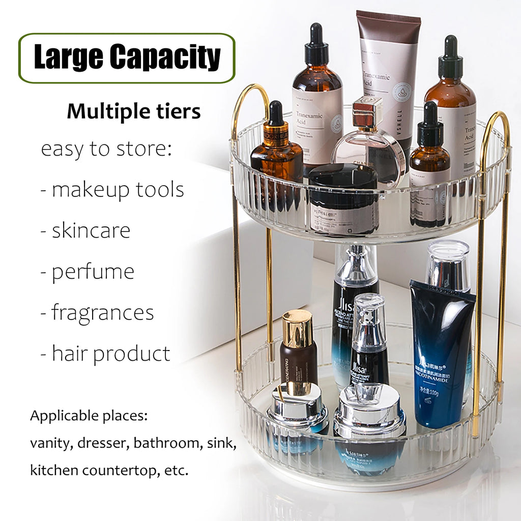 Countertop, Rotating Makeup Organizer for Vanity. High-Capacity Storage. Perfume, Cosmetic,