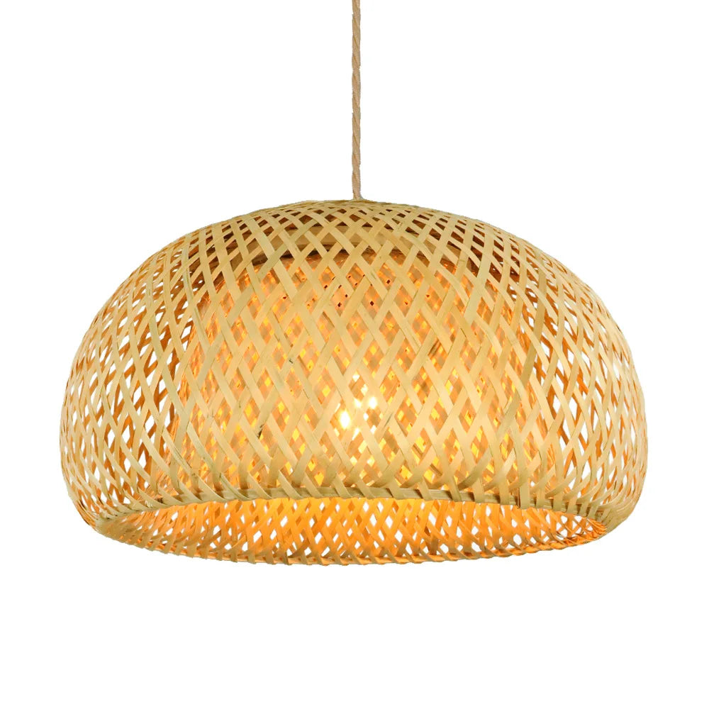 Bamboo Lantern, Pendant Lamp, Natural Rattan Wicker.  LED Chandeliers Hand-Woven Lampshades