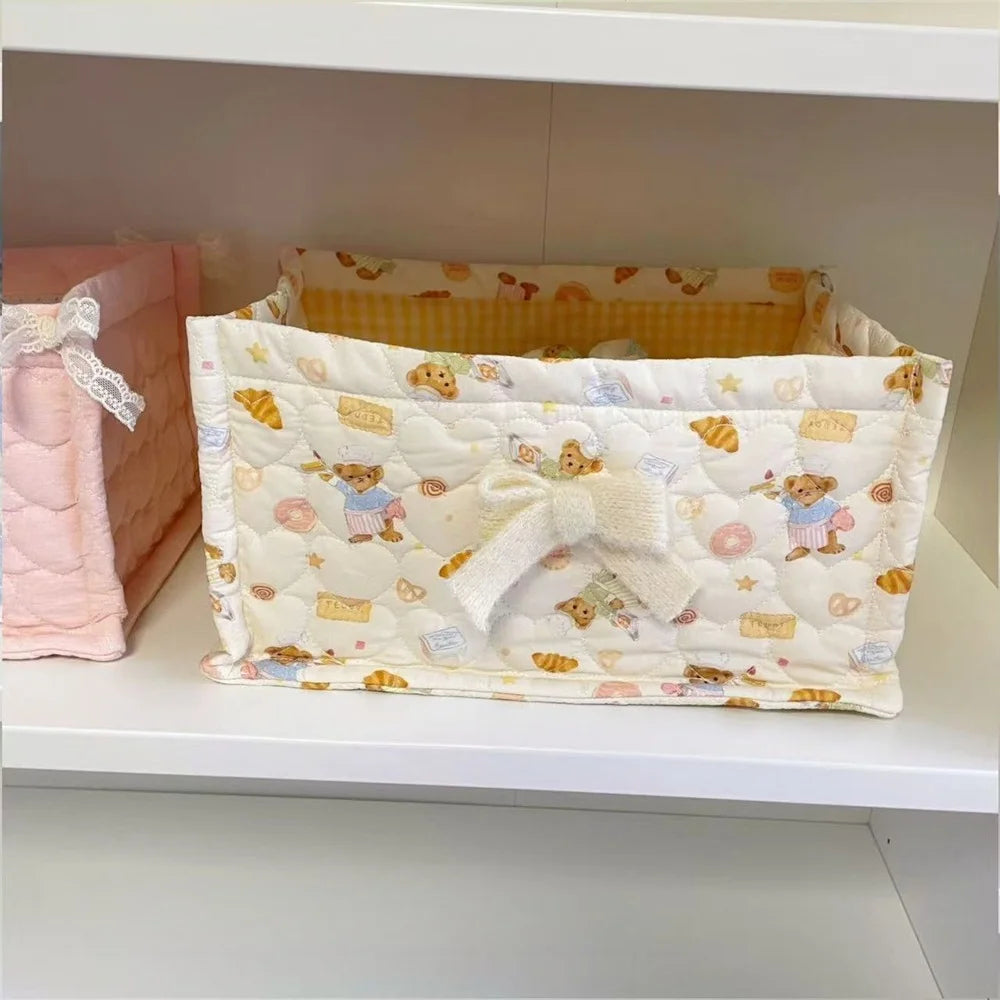 Square Storage Basket; Lace Flower Desktop Organizer; Quilted Storage Basket;