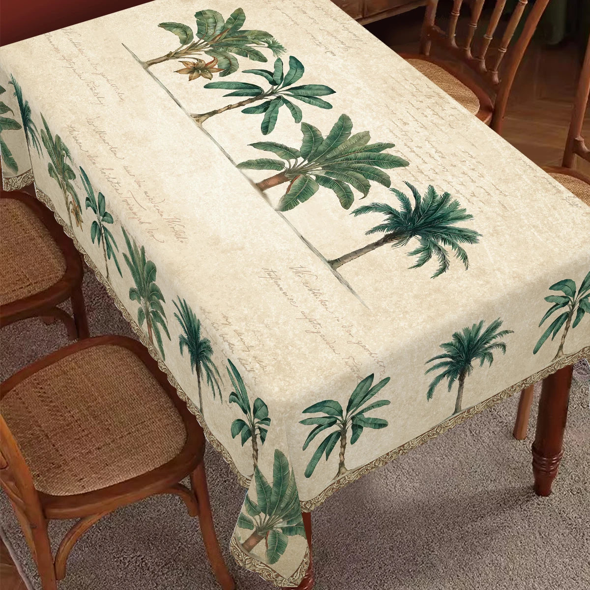 Tropical Palm Tree Tablecloth, Round & Rectangular Shapes, Summer Decor