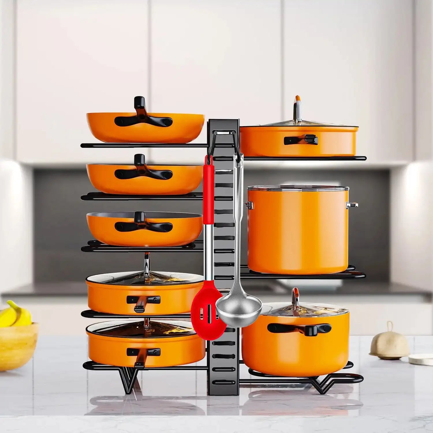 Pot storage rack. 8-layer POTS and pans storage. Kitchen cabinet storage metal rack.