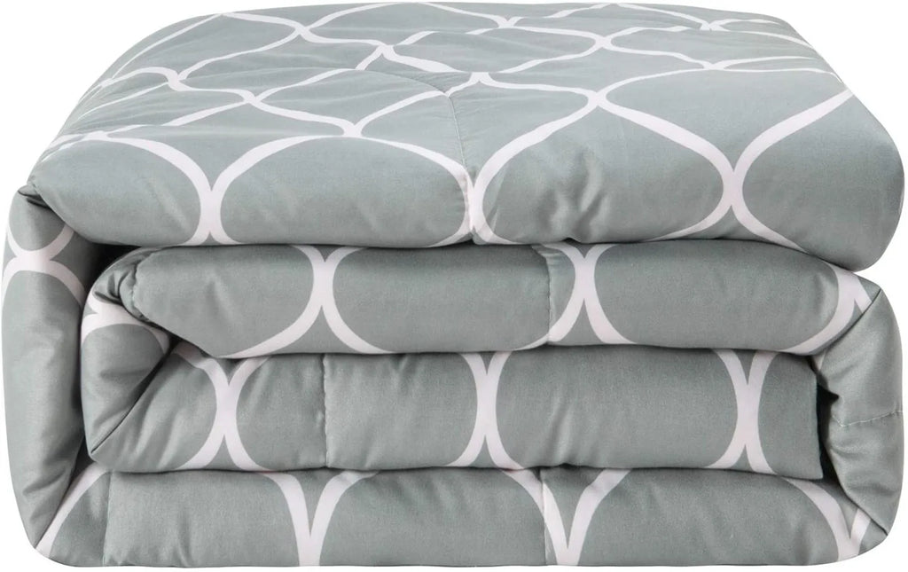 Gray Geometric Polyester Bedding Comforter Set