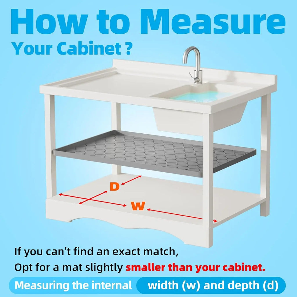 Waterproof Under Sink Mat -34” x 22”.  Shelf Protector Silicone Under Sink Tray
