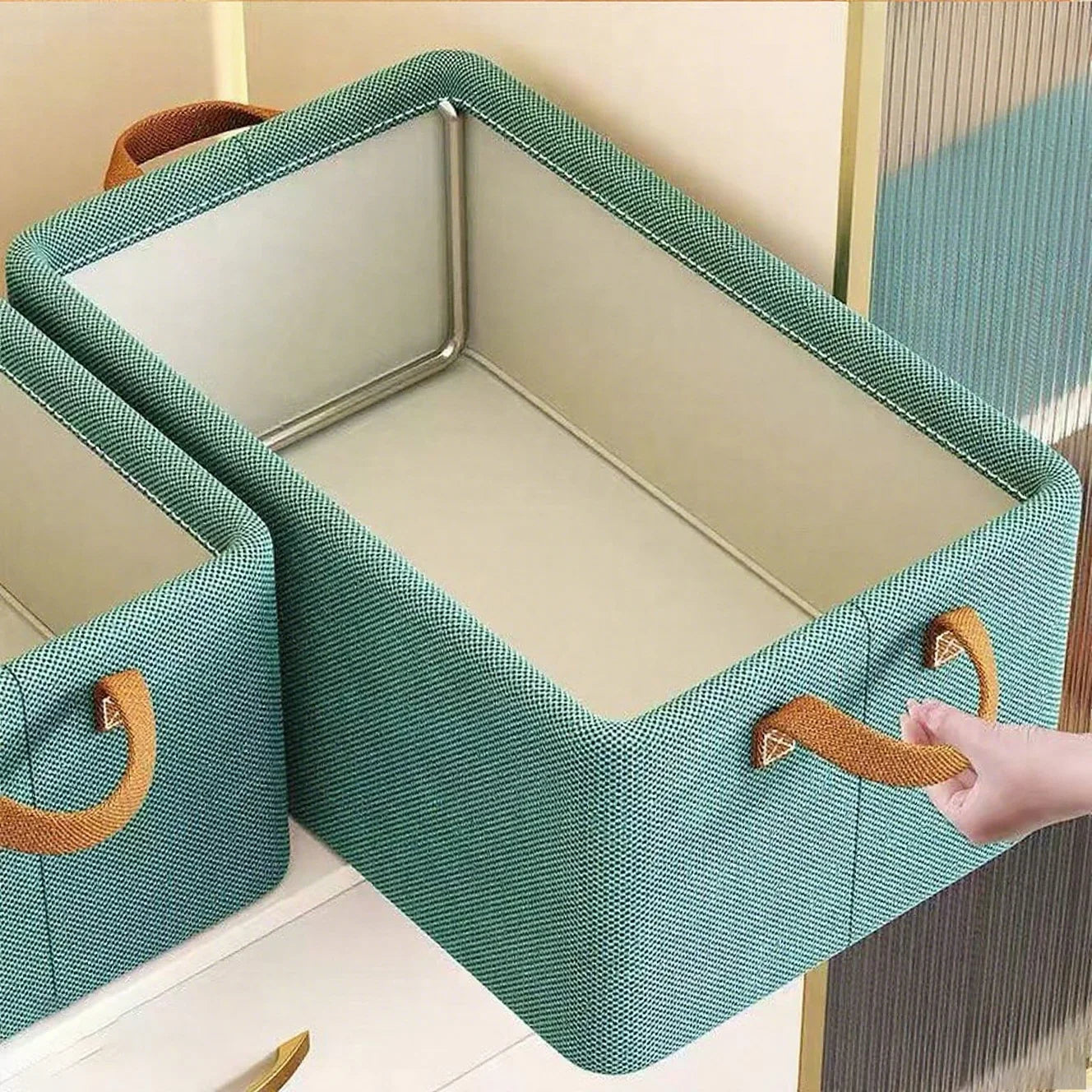 Clothing storage box for home wardrobes, pants organizing box, non-woven fabric and fabric art folding universal storage box,