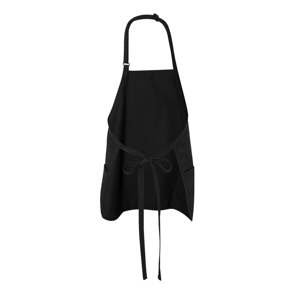 Adjustable Short Bib Apron with Three-Section Pockets.  Ideal for Kitchen Cooking and Crafting Tasks.  Durable Twill