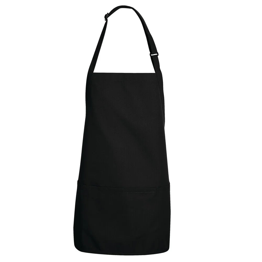 Adjustable Short Bib Apron with Three-Section Pockets.  Ideal for Kitchen Cooking and Crafting Tasks.  Durable Twill