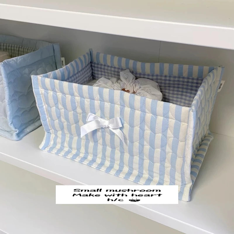 Square Storage Basket; Lace Flower Desktop Organizer; Quilted Storage Basket;