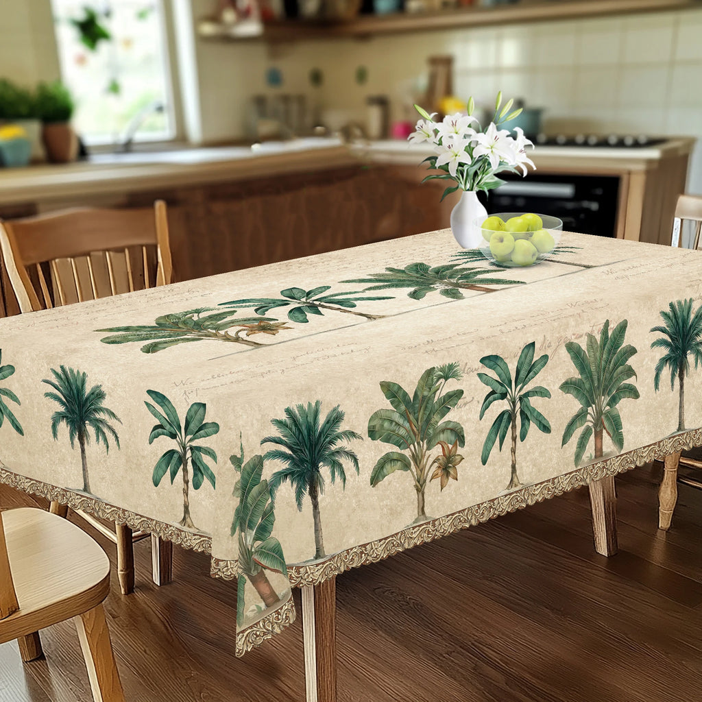 Tropical Palm Tree Tablecloth, Round & Rectangular Shapes, Summer Decor