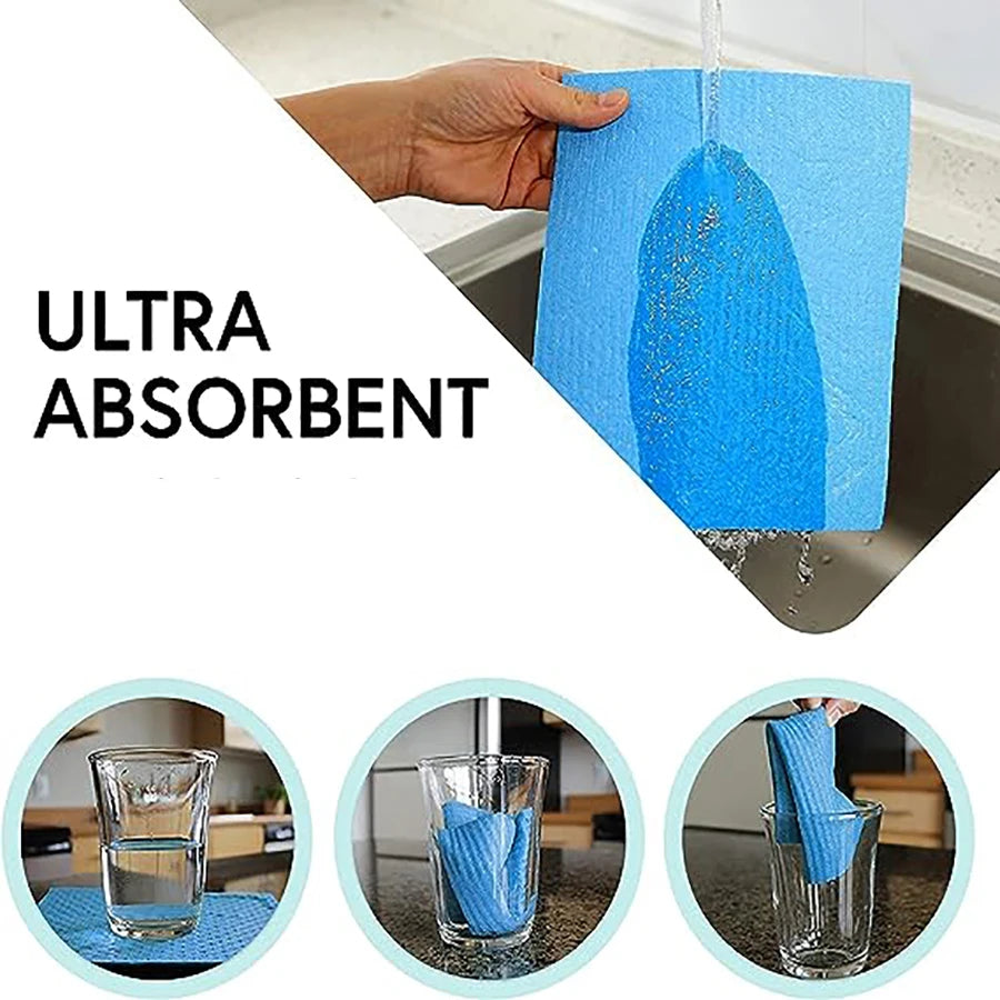 Dishcloth Cellulose Sponge Cloths -Friendly No Odor Reusable Cleaning Cloths for Kitchen – 10/20/30 Dishcloths – Assorted