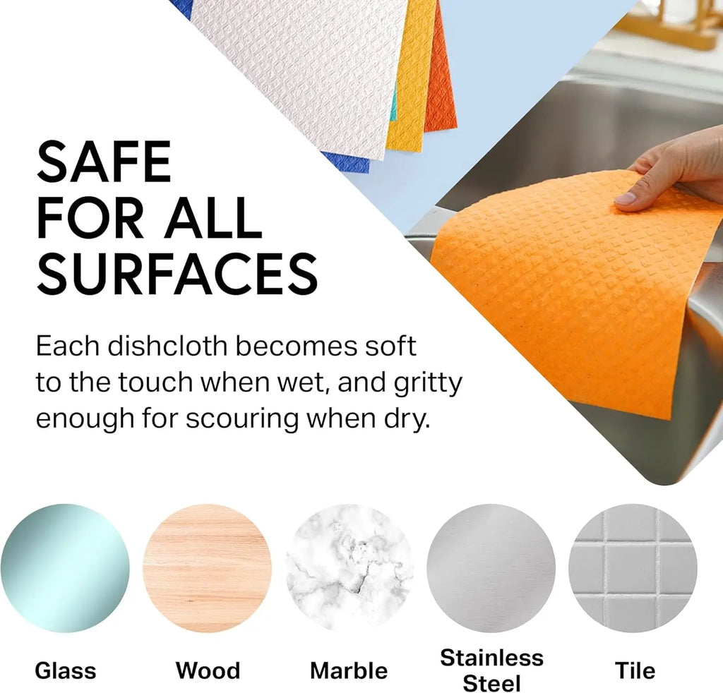 Dishcloth Cellulose Sponge Cloths -Friendly No Odor Reusable Cleaning Cloths for Kitchen – 10/20/30 Dishcloths – Assorted