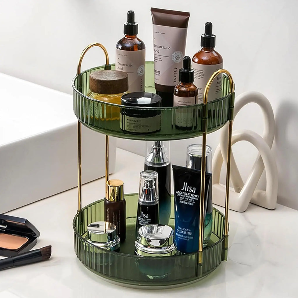 Countertop, Rotating Makeup Organizer for Vanity. High-Capacity Storage. Perfume, Cosmetic,