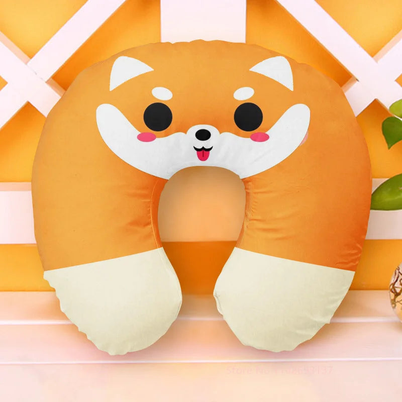 Cute Cartoon Style U Shaped Travel Neck Pillow.  Inflatable Cushion for Kids, Adults, Family, Friends,