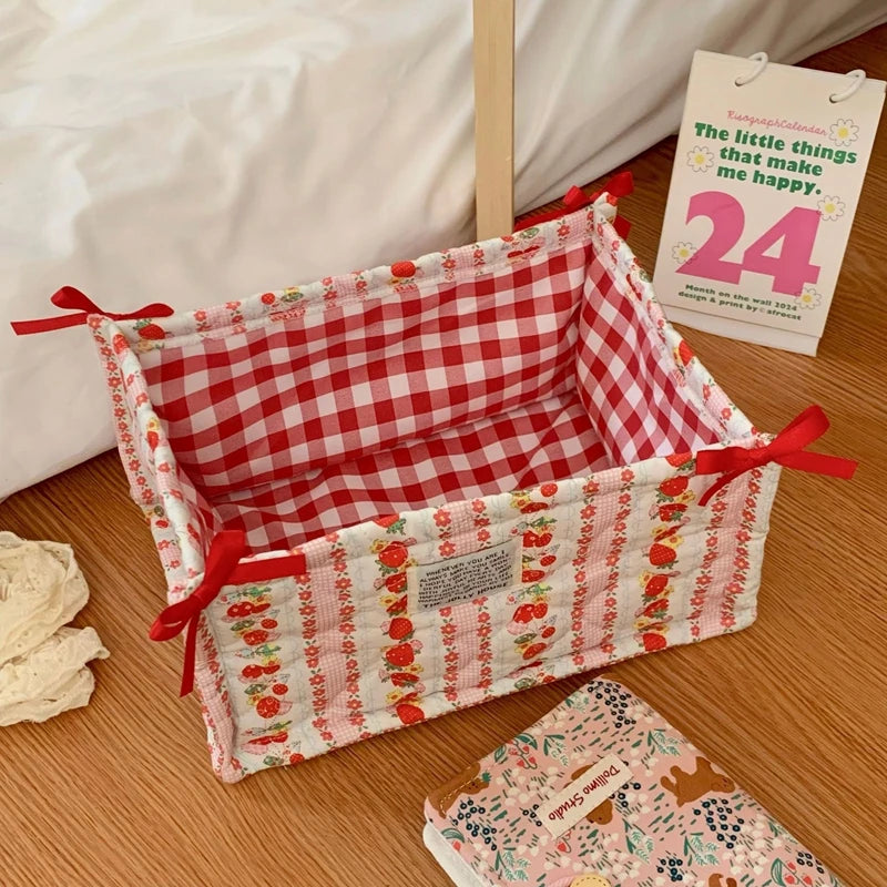 Square Storage Basket; Lace Flower Desktop Organizer; Quilted Storage Basket;