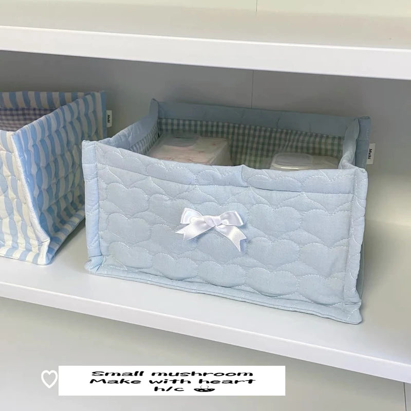 Square Storage Basket; Lace Flower Desktop Organizer; Quilted Storage Basket;