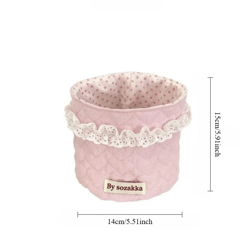 Square Storage Basket; Lace Flower Desktop Organizer; Quilted Storage Basket;