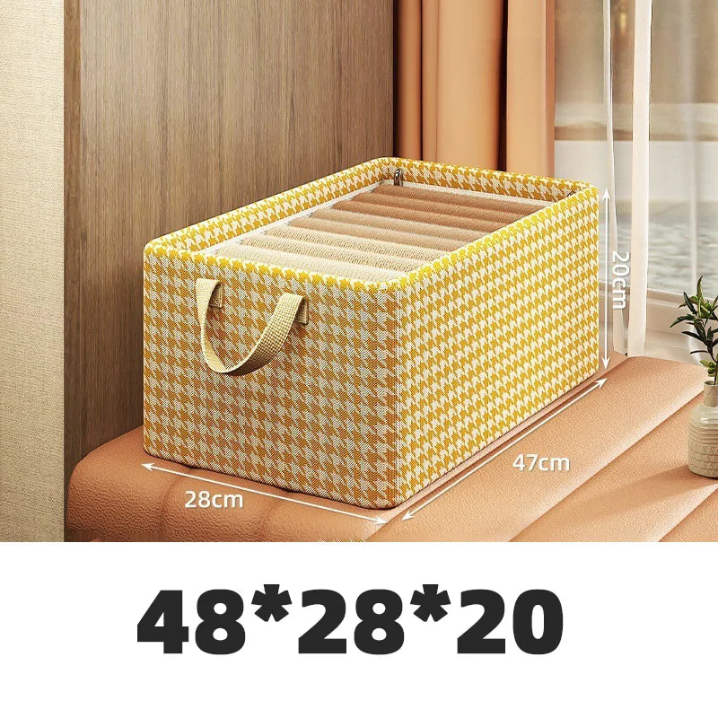 Clothing storage box for home wardrobes, pants organizing box, non-woven fabric and fabric art folding universal storage box,