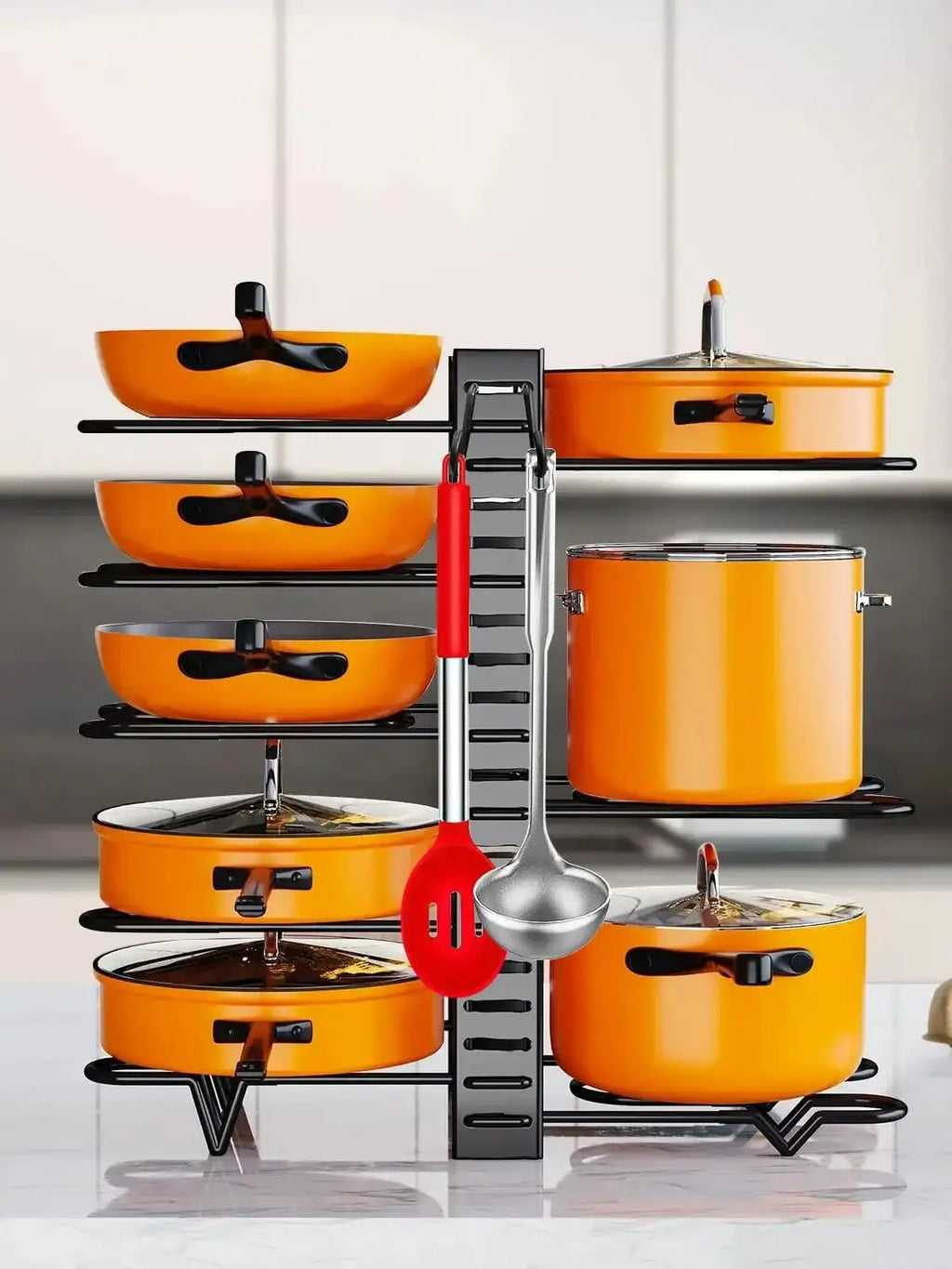 Pot storage rack. 8-layer POTS and pans storage. Kitchen cabinet storage metal rack.